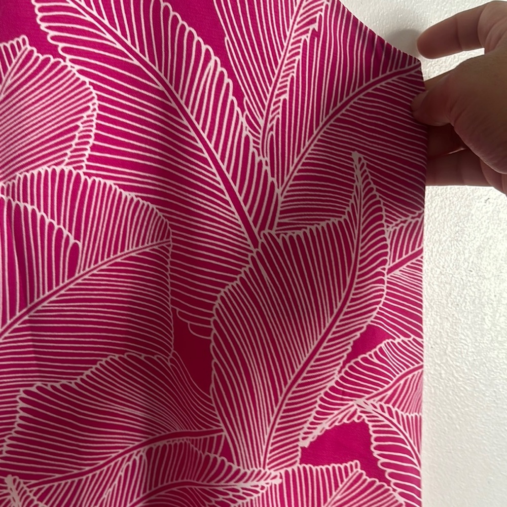 Elegant Pink Leaf Print Mini Dress - Picture 4 of 5